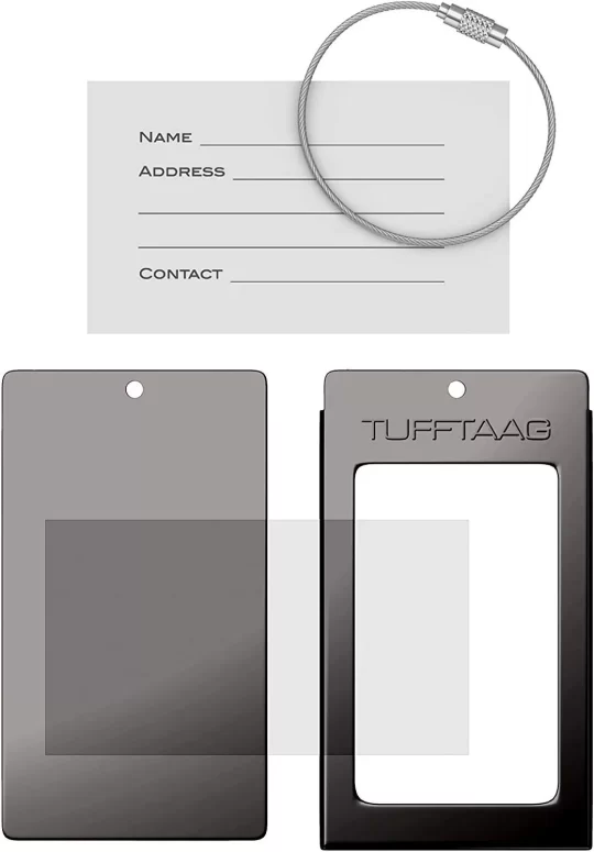 Luggage Tags Business Card Holder TUFFTAAG Travel ID Bag Tag in Many Color Options (2 Tags, Gunmetal Steel) - Image 6