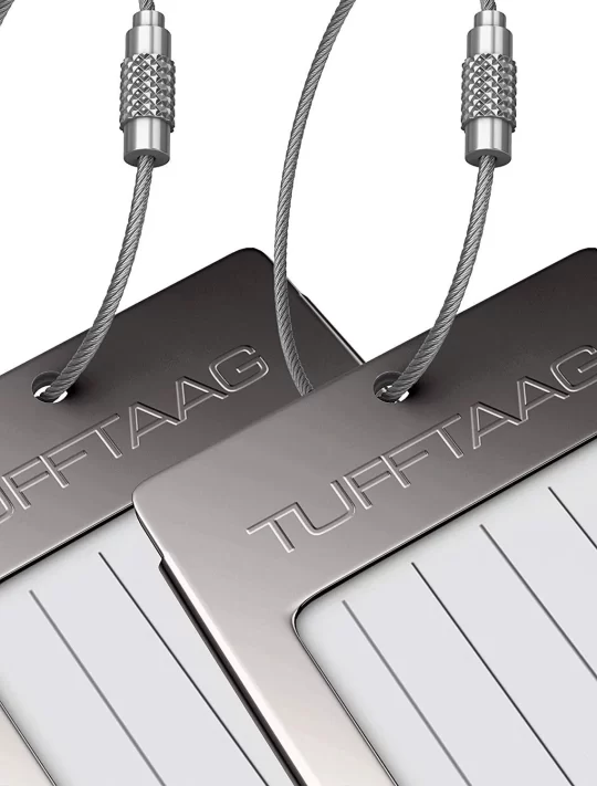 Luggage Tags Business Card Holder TUFFTAAG Travel ID Bag Tag in Many Color Options (2 Tags, Gunmetal Steel) - Image 4