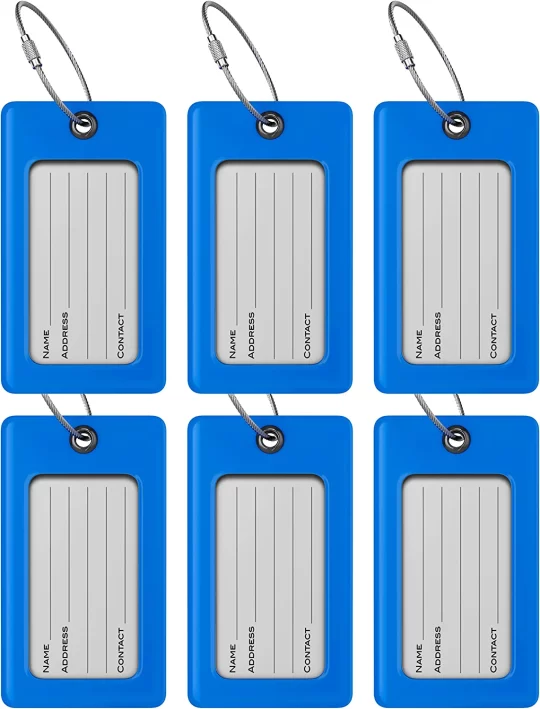 Luggage Tags TUFFTAAG, Business Card Holder, Suitcase Labels, Travel Accessories- 6pk Blue - Image 2